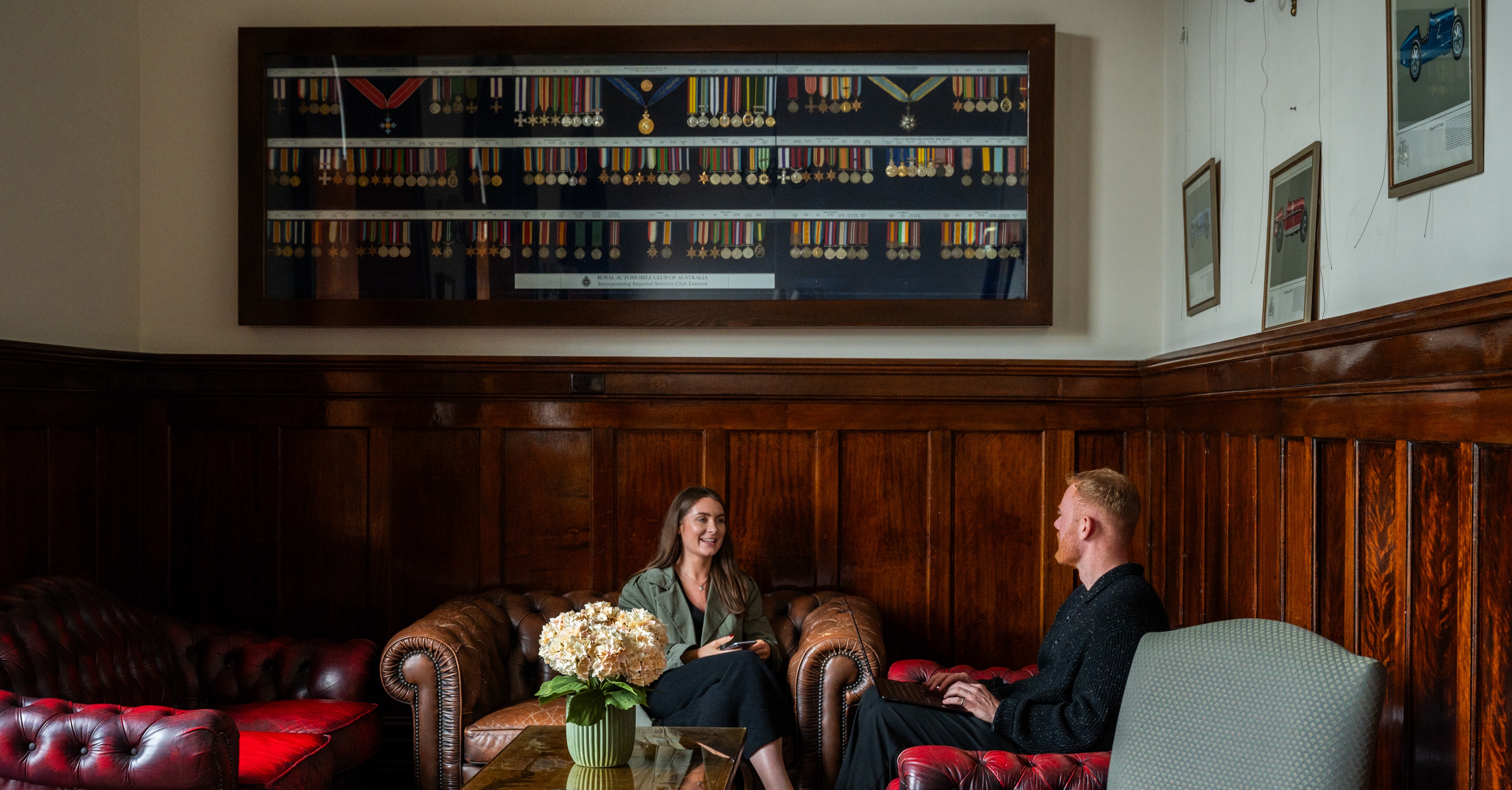 Professionals networking in a sophisticated setting